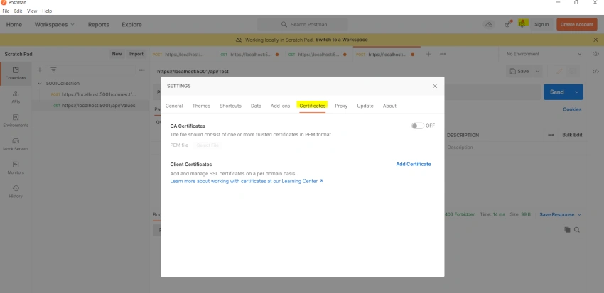 Using Certificates for API authentication in .NET 5
