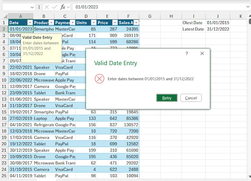 Date entry