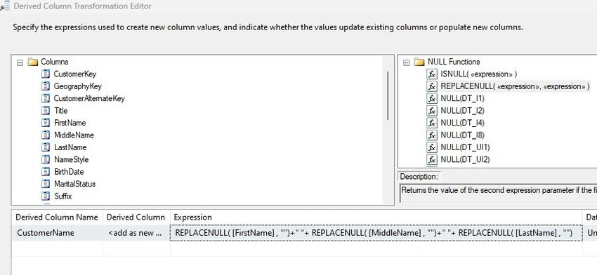 Derived Column Editor 
