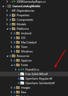 Desired font file