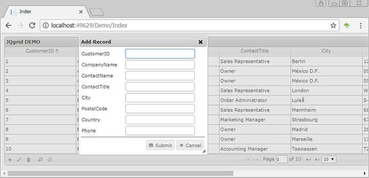 jqGrid with ASP.NET