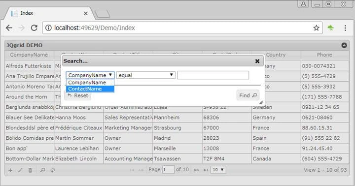 jqGrid with ASP.NET