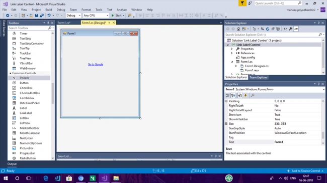Using LinkLabel In Windows Forms