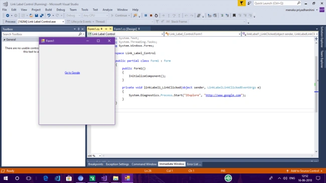 Using LinkLabel In Windows Forms