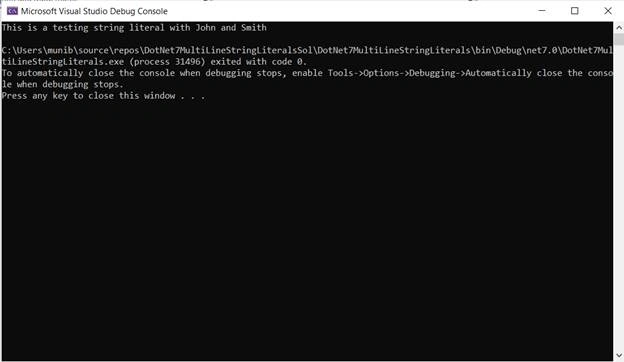 Using Multi-line String Literals in .NET 7