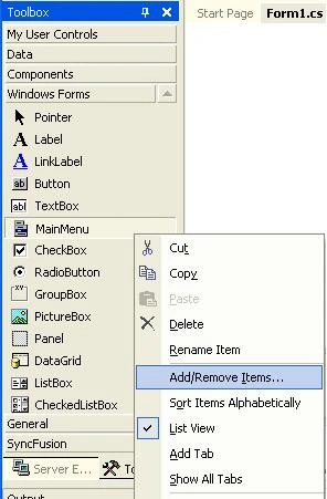 Adding the Property Grid to the ToolBox