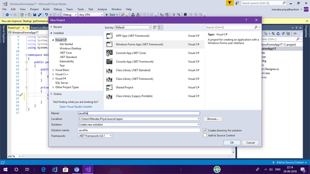 SaveFileDialog In Windows Forms