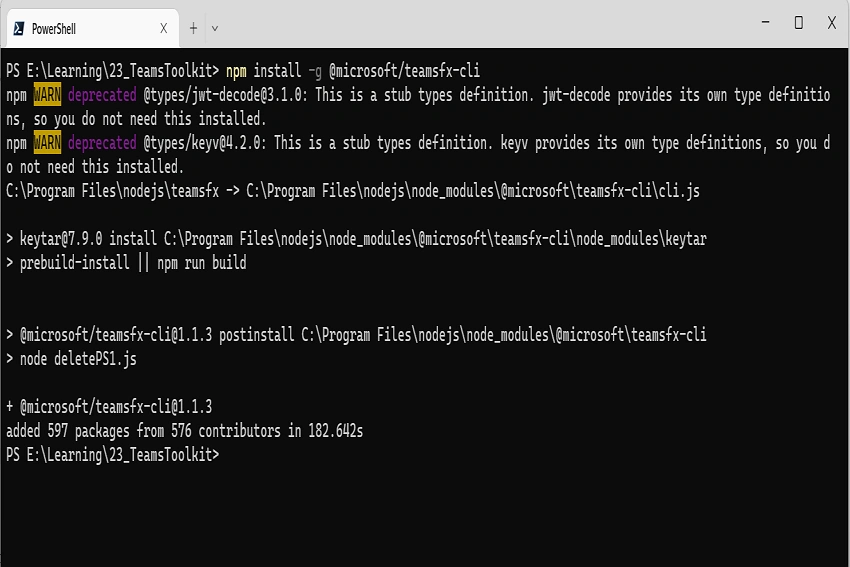 Install Teams Toolkit CLI