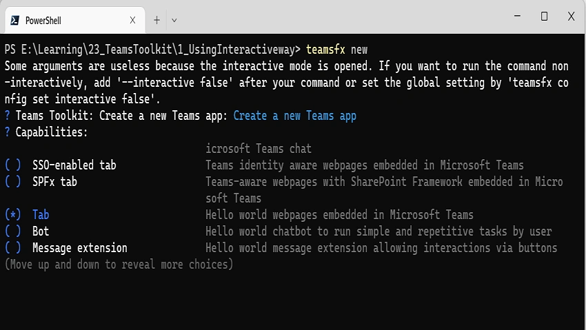 How to scaffold a new Teams Tab project