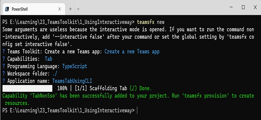 How to scaffold a new Teams Tab project