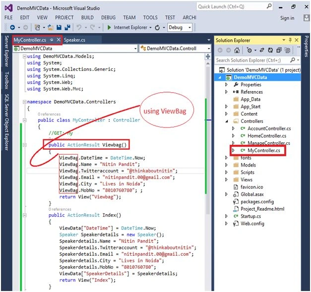 use ViewBag