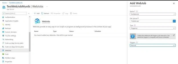 Using Web Jobs in Azure App Services