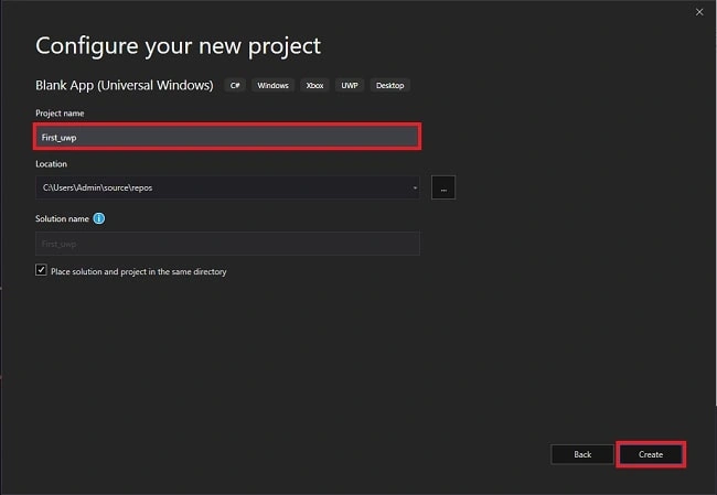 UWP - Create Simple Application By VS 2019