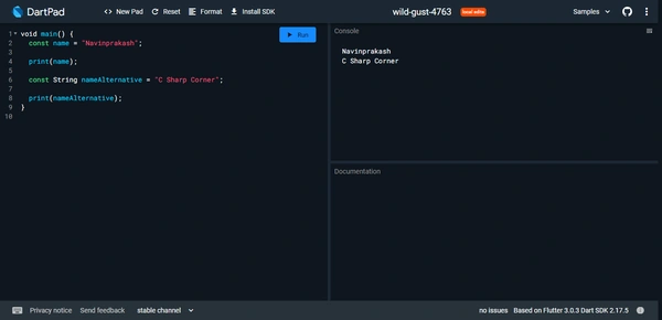 Const in Dart