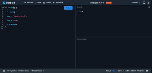 Var Keyword in Dart