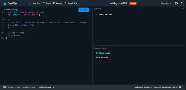Var Keyword in Dart
