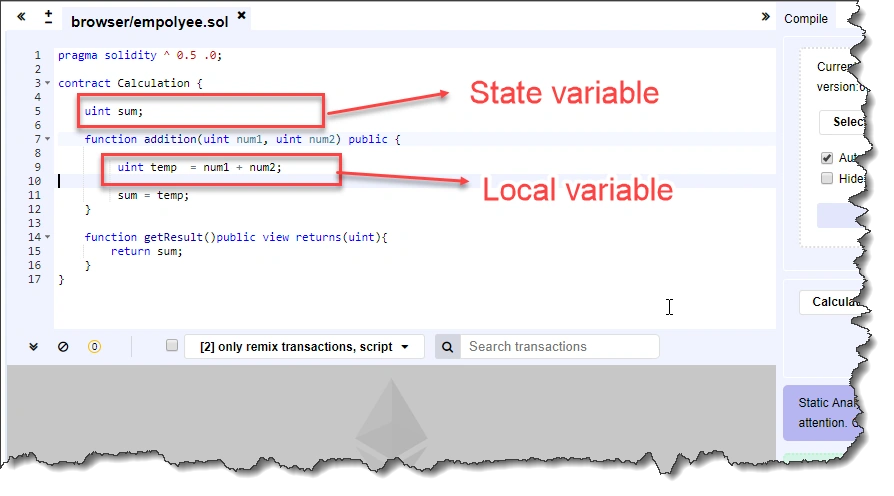 State variables and Local variables in Solidity