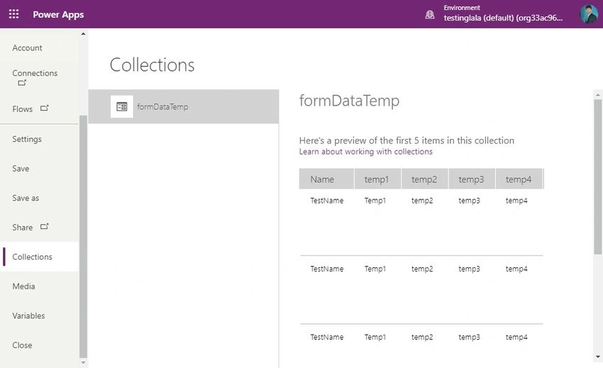 Collection variables