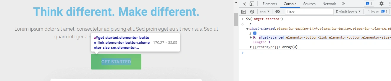 Verify xpath and CSS Selector with chrome developer tools