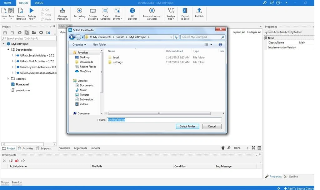 Browse to Parent Folder