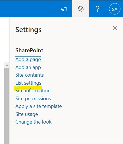 SharePoint Settings