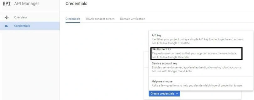 Create credentials
