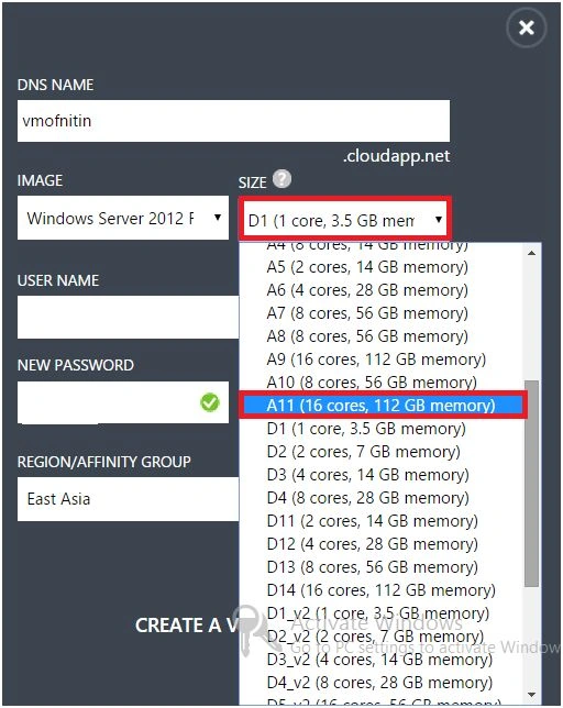 dropdown menu