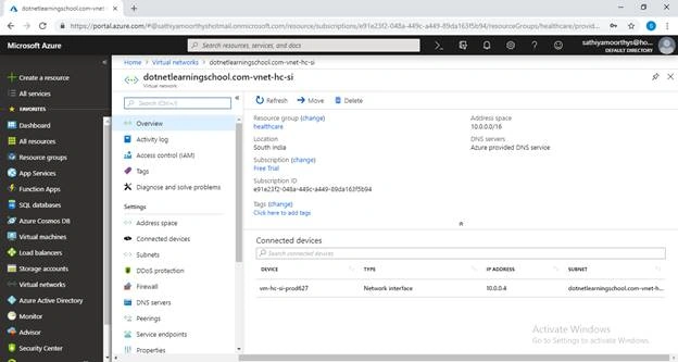 Virtual Network Peering In Azure Portal