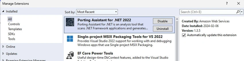Manage Extensions