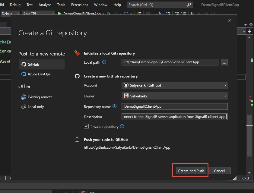 Visual Studio for GitHub Repository