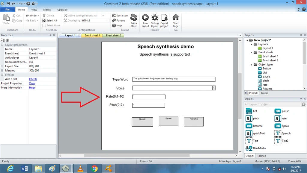 Voice Recognization Using Speech Synthesis In Game Construct 2
