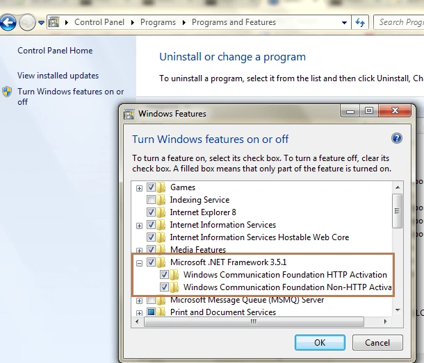 Windows Features ON or OFF