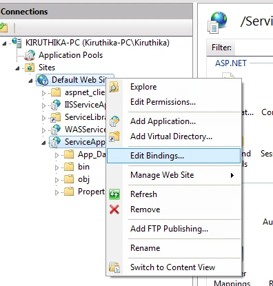 Edit Binding Selection