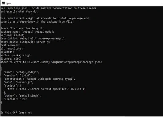 Web API Using NodeJS+Express+MySql