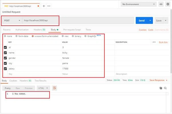 Web API Using NodeJS+Express+MySql