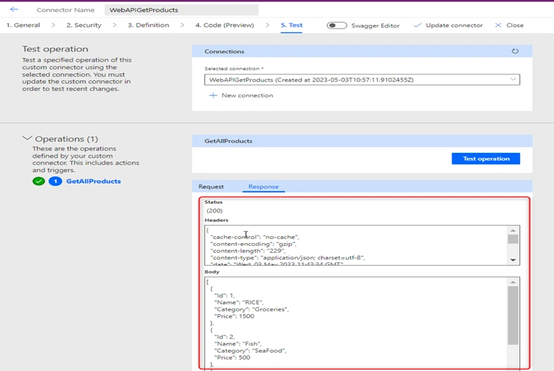 Web API Using Power Apps Custom Connector