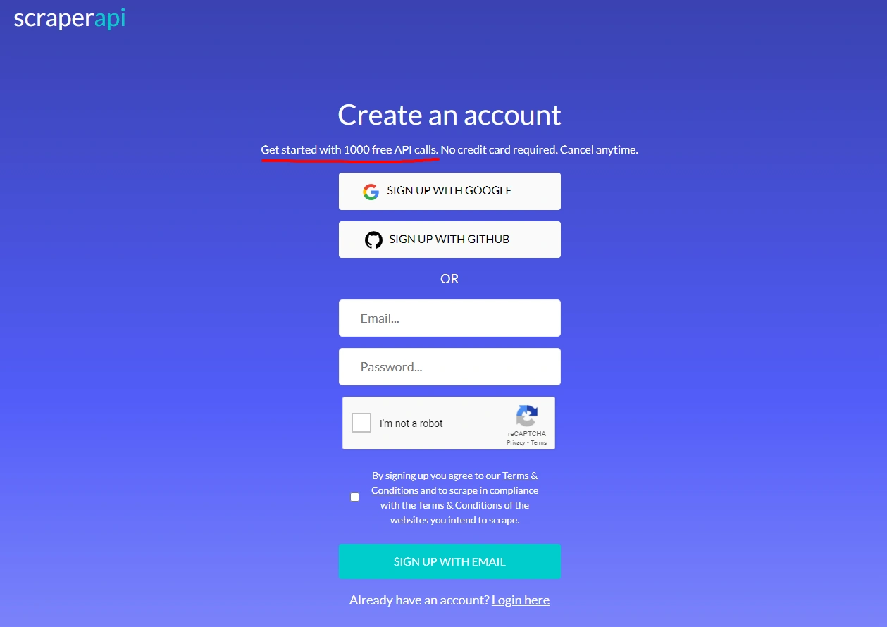 ScraperAPI-SignUp