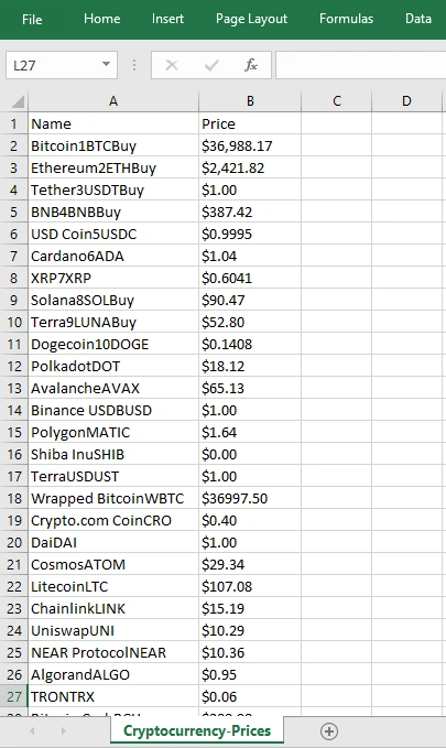 Cryptocurrency-Prices