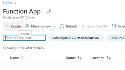 Azure Function app in Azure