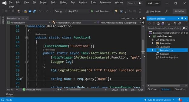 Azure functions app code