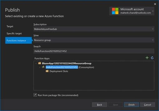 Azure functions publish