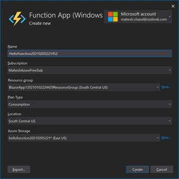 Azure functions settings