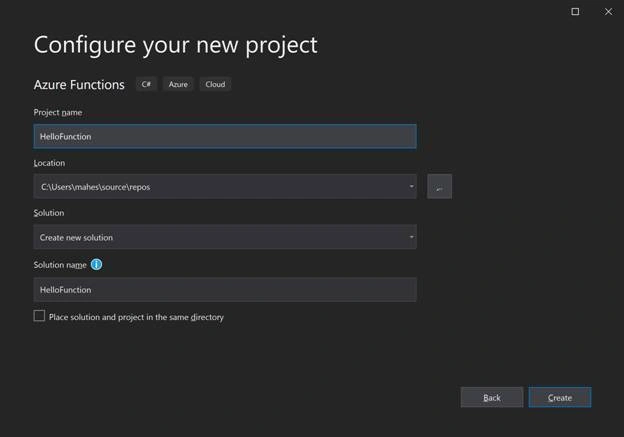 Configure Azure functions in Visual Studio