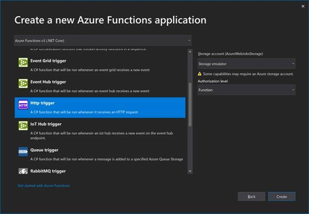 Create Azure functions app