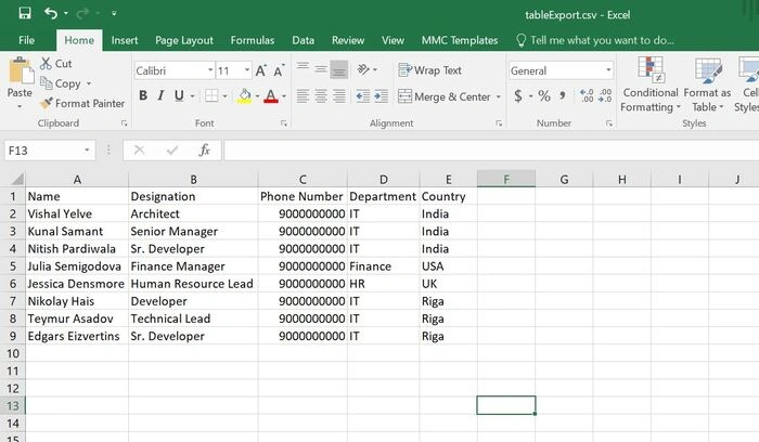 Export to CSV