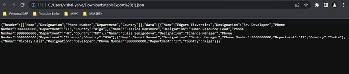 Export to JSON