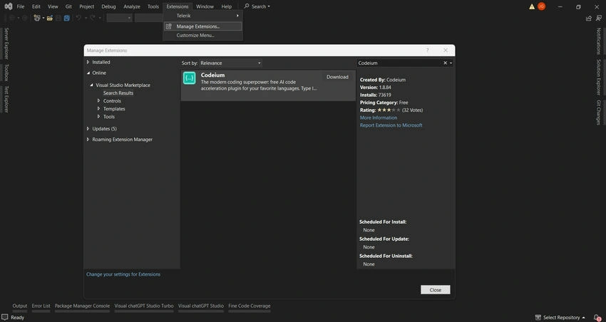 Manage Extensions