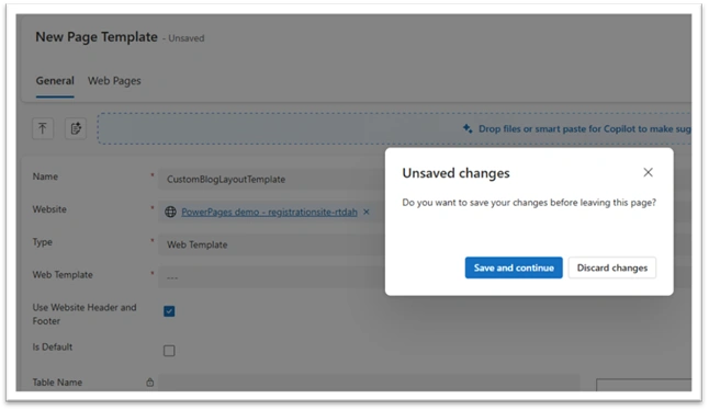 Unsaved changes