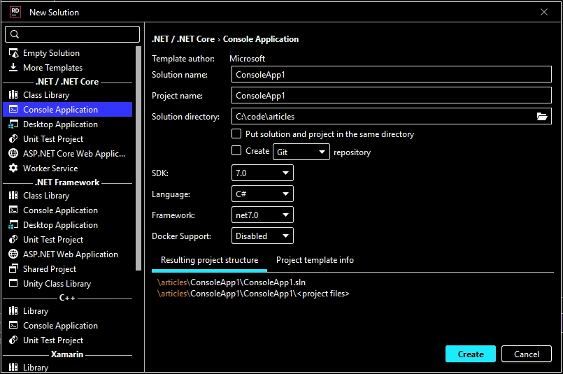 Console application