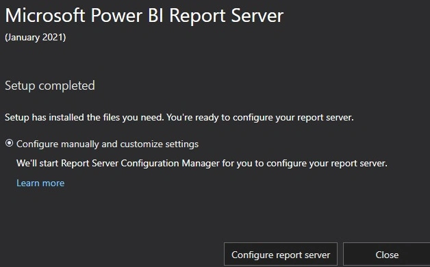 Configuration immediately